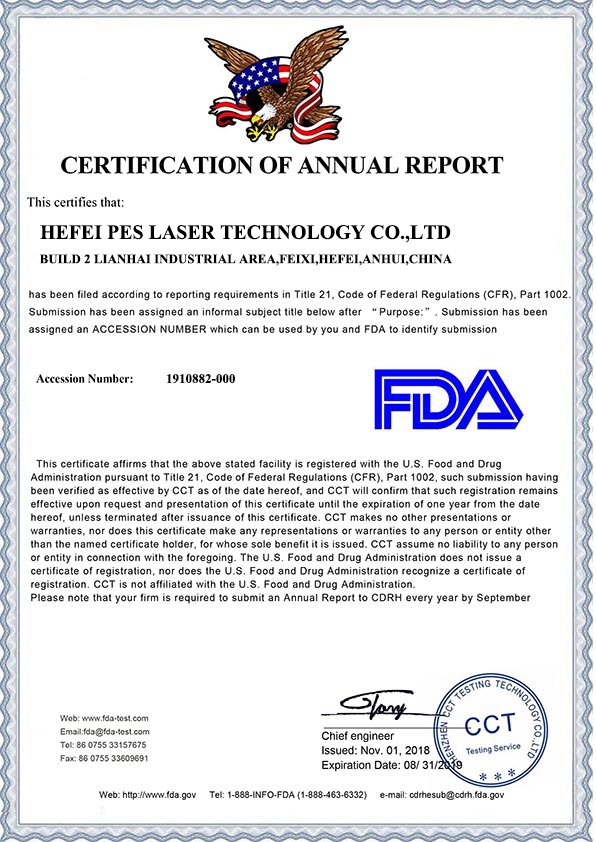 레이저 청소 기계의 FDA